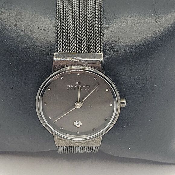 Skagen 355SMM1 Womens Black Stainless Steel Analog Dial Quartz Wrist Watch AM622